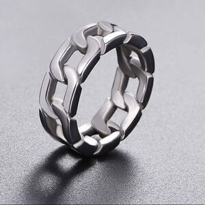 Unisex stainless steel Cuban chain link ring